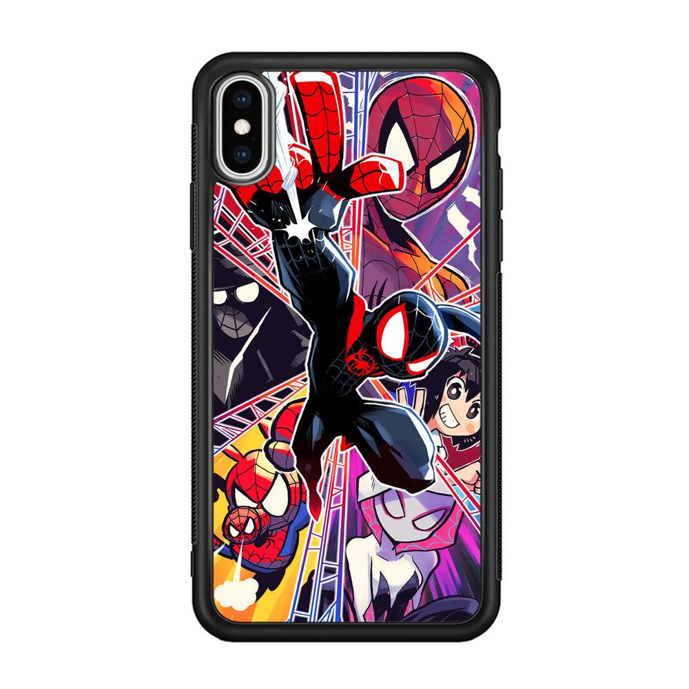 Spiderman Crime Chaser iPhone Xs Max Case-Rubber Black (2D Case)-Oxvistore