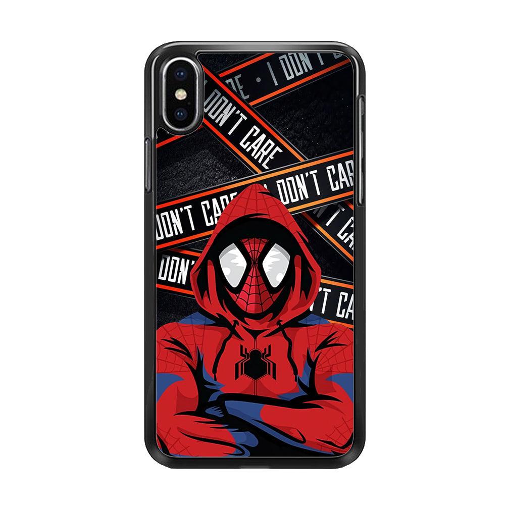 Spiderman Indifferent Mode iPhone XS MAX Case-Rubber Black (2D Case)-Oxvistore