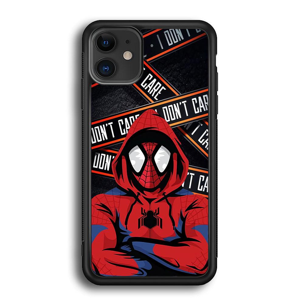 Spiderman Indifferent Mode iPhone 11 Case-Rubber White (2D Case)-Oxvistore