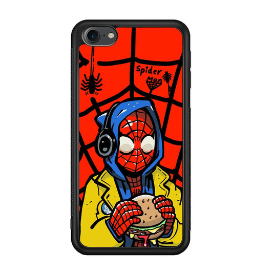Spiderman Lunch with Burger iPod Touch 6 Case-Rubber Black (2D Case)-Oxvistore