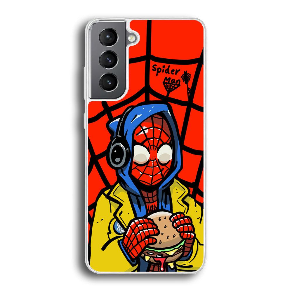 Spiderman Lunch with Burger Samsung Galaxy S21 Case-Oxvistore