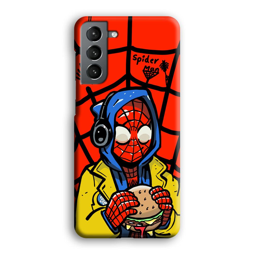 Spiderman Lunch with Burger Samsung Galaxy S21 Case-Oxvistore