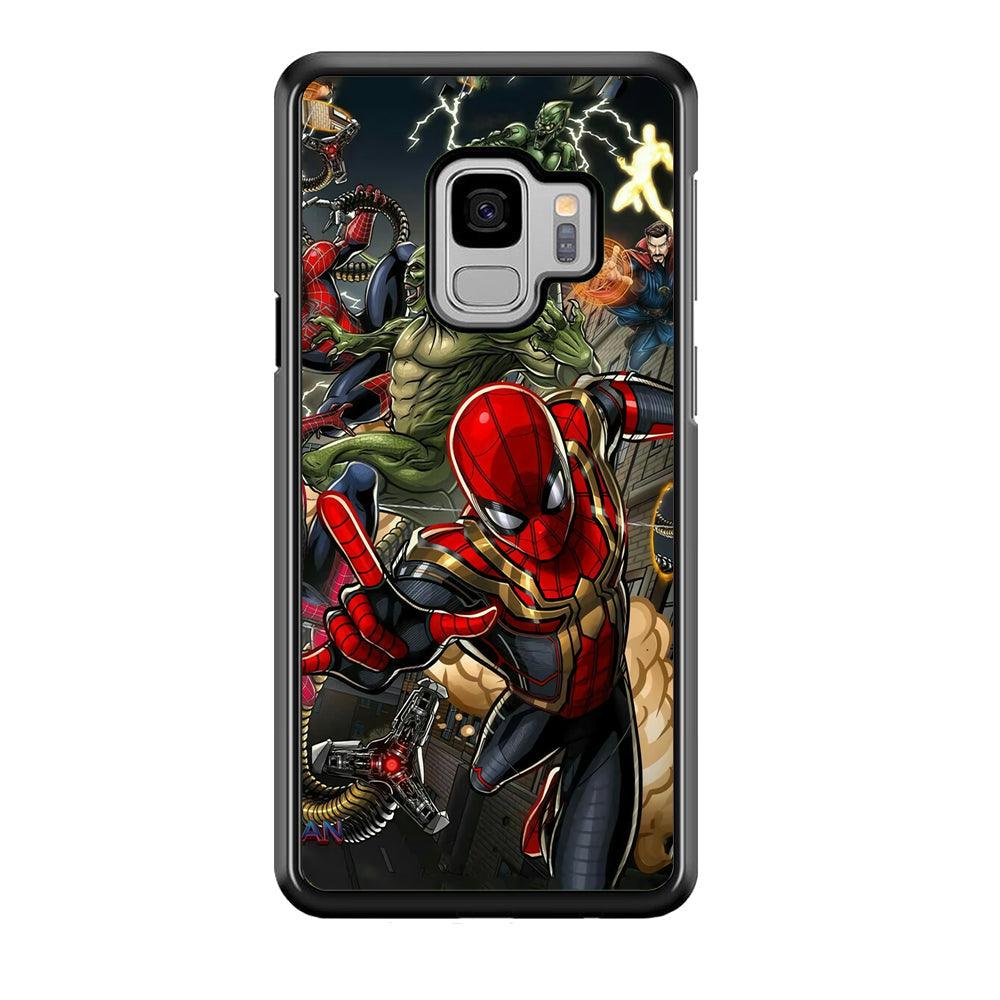Spiderman Multiverse Battle Samsung Galaxy S9 Case-Rubber Black (2D Case)-Oxvistore