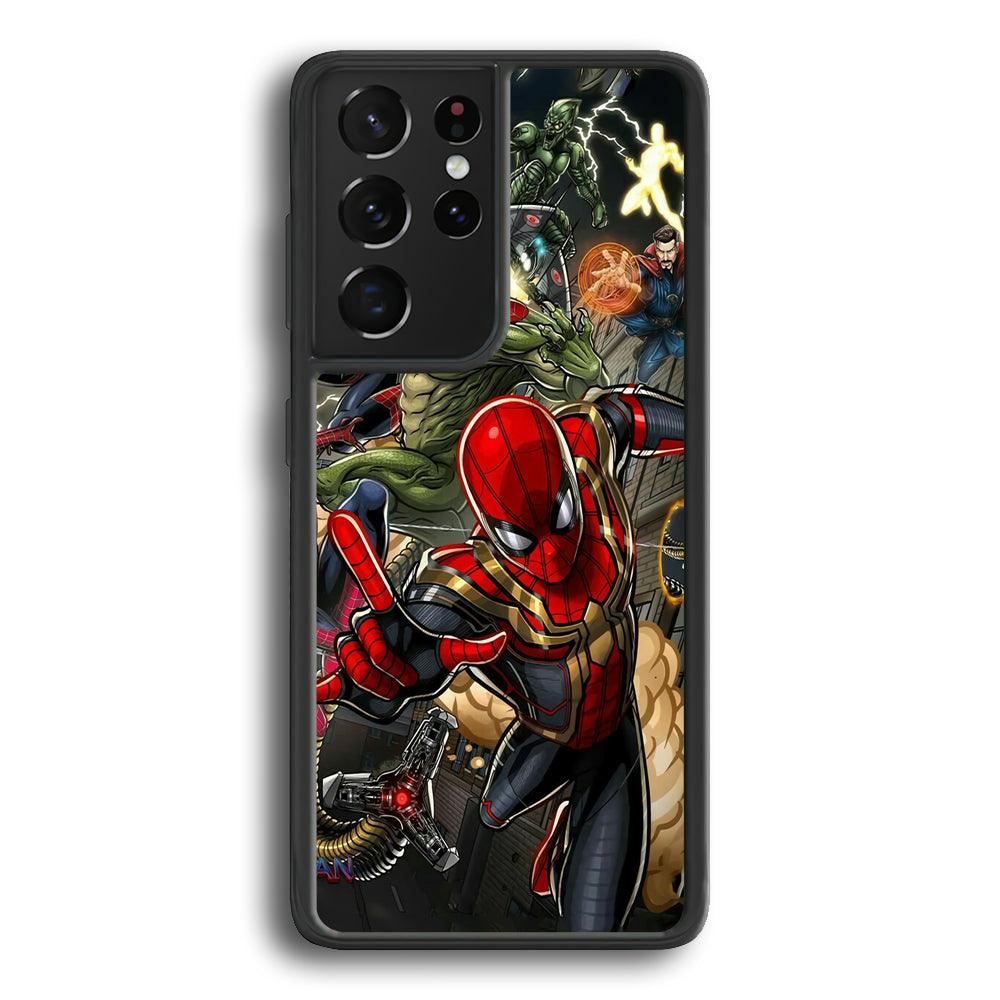 Spiderman Multiverse Battle Samsung Galaxy S22 Ultra Case-Rubber Black (2D Case)-Oxvistore