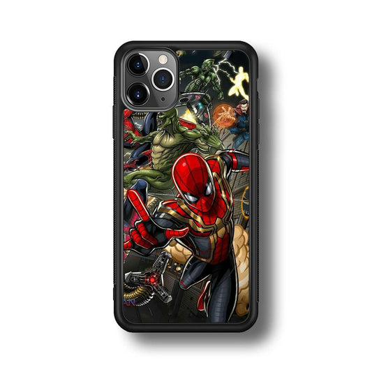 Spiderman Multiverse Battle iPhone 11 Pro Case-Rubber Black (2D Case)-Oxvistore