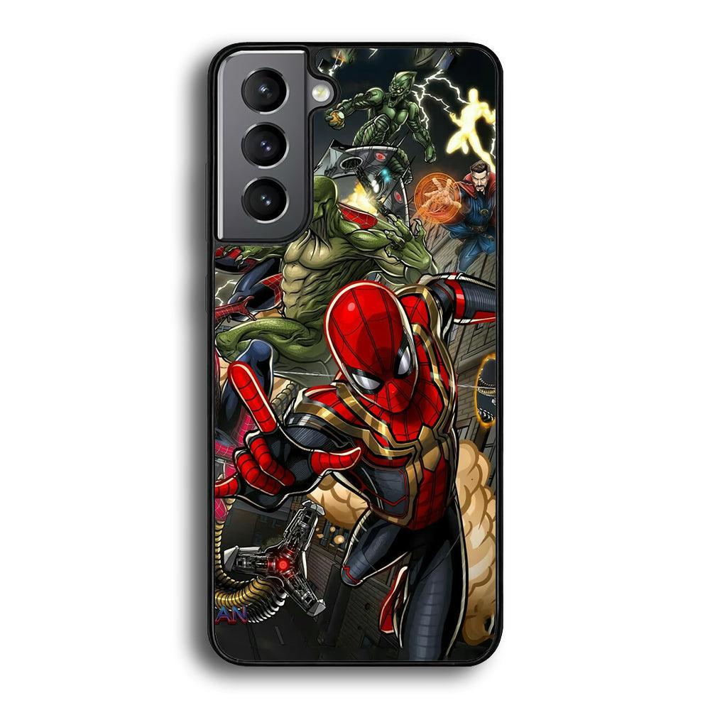 Spiderman Multiverse Battle Samsung Galaxy S23 Case-Rubber Black (2D Case)-Oxvistore