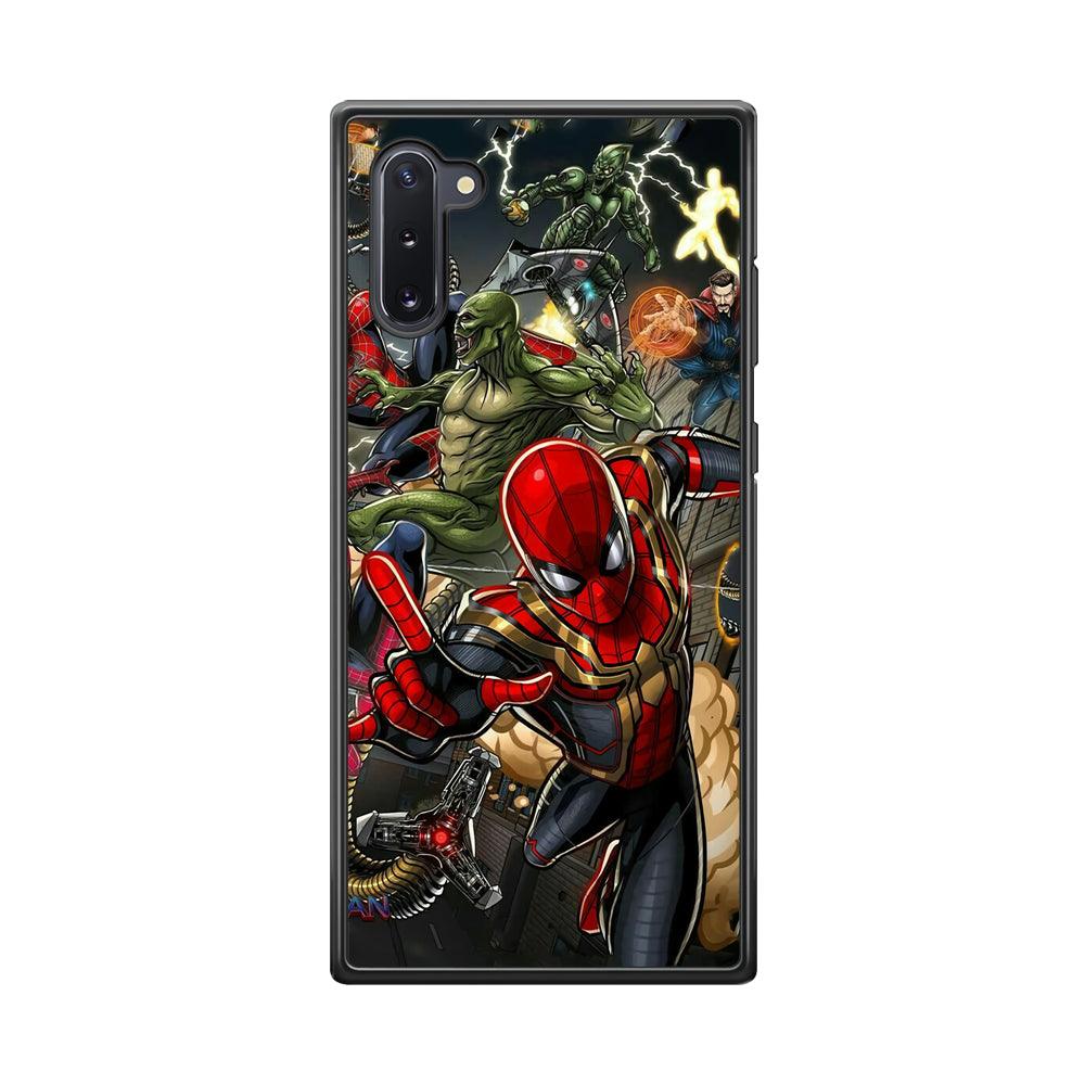 Spiderman Multiverse Battle Samsung Galaxy Note 10 Case-Rubber Black (2D Case)-Oxvistore