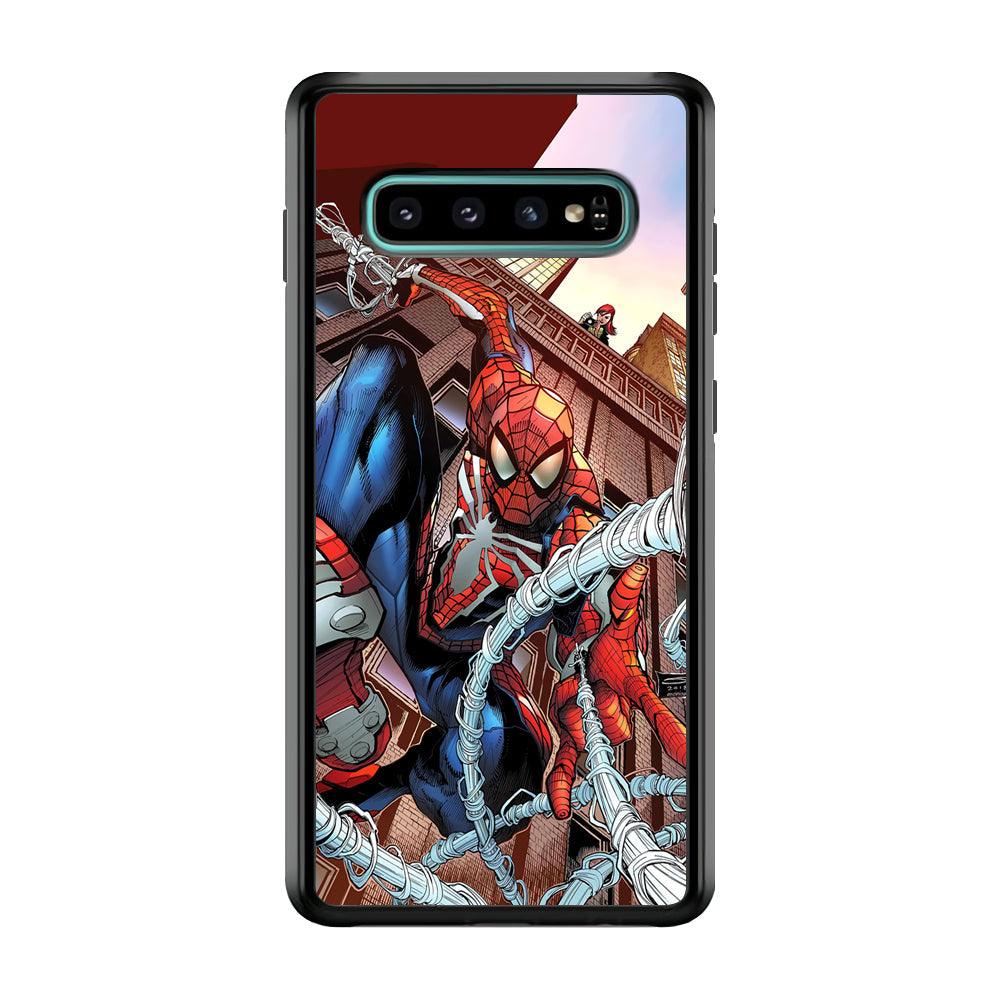 Spiderman Rooftop Photo Samsung Galaxy S10 Case-Oxvistore