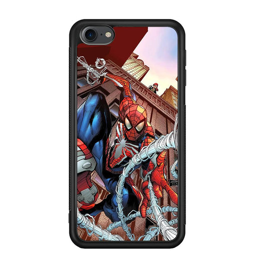 Spiderman Rooftop Photo iPod Touch 6 Case-Rubber Black (2D Case)-Oxvistore