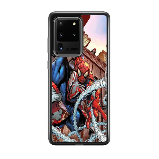 Spiderman Rooftop Photo Samsung Galaxy S20 Ultra Case-Rubber Black (2D Case)-Oxvistore