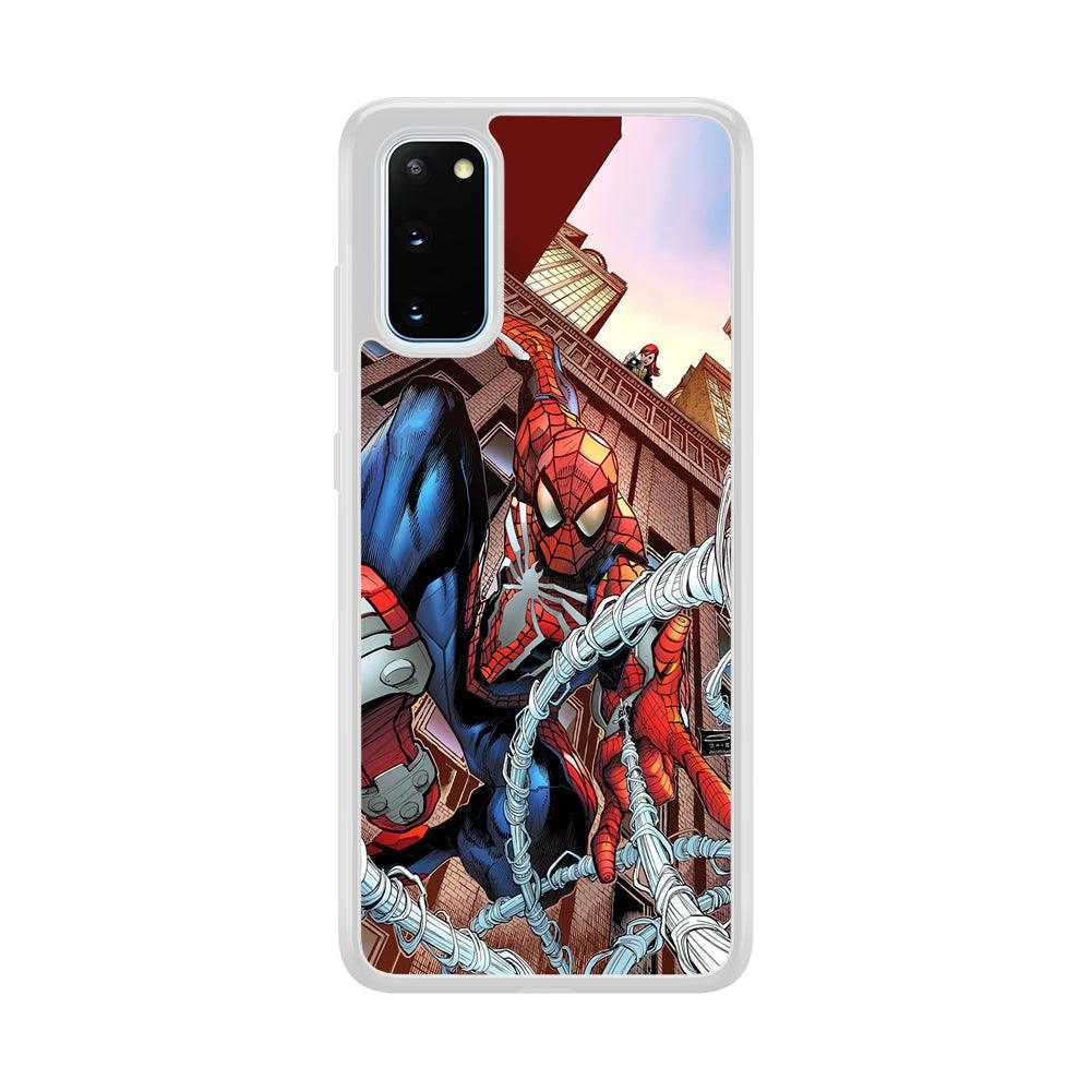 Spiderman Rooftop Photo Samsung Galaxy S20 Case-Oxvistore