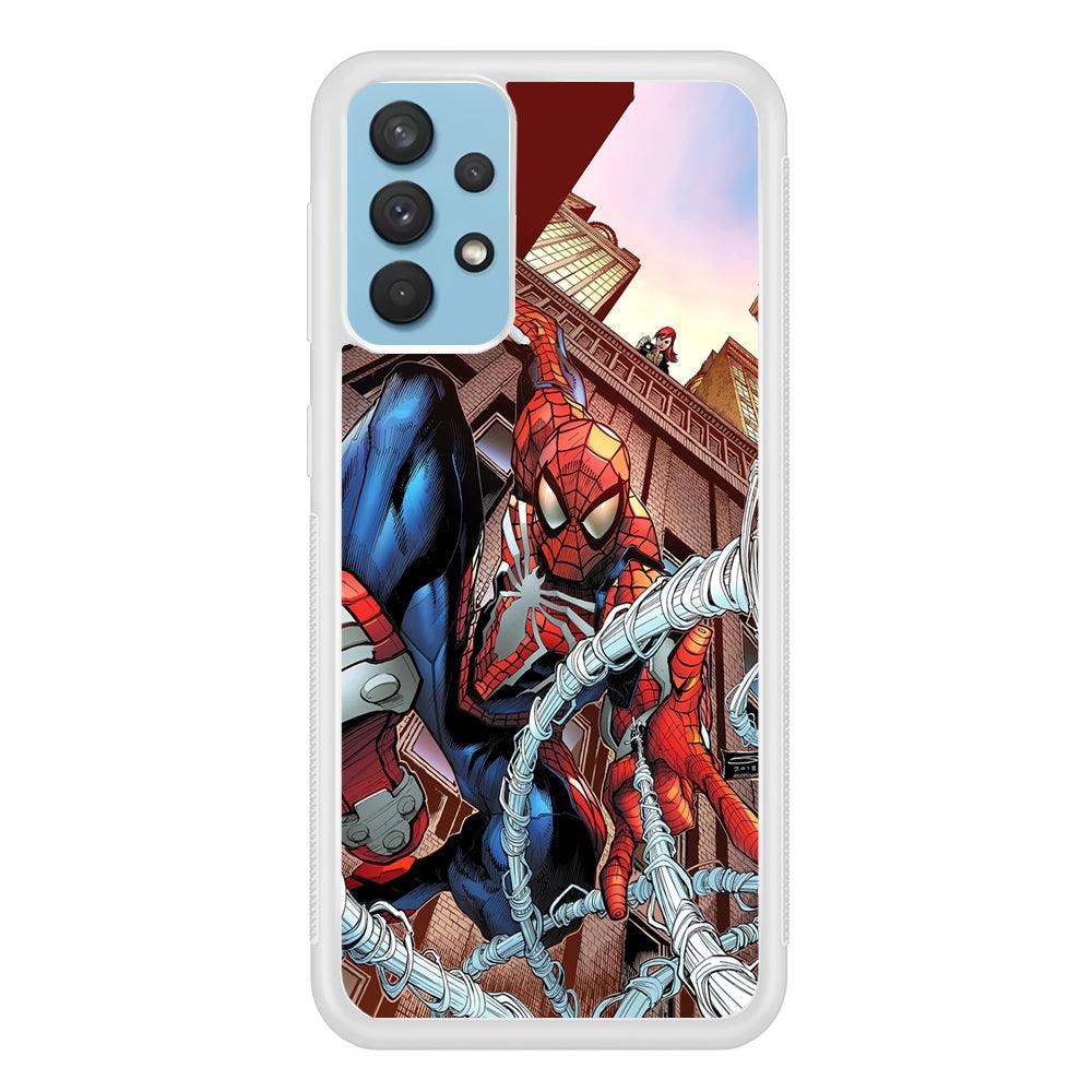 Spiderman Rooftop Photo Samsung Galaxy A32 Case-Oxvistore