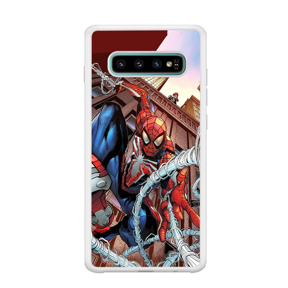 Spiderman Rooftop Photo Samsung Galaxy S10 Case-Oxvistore