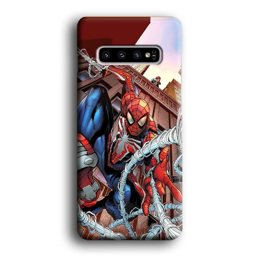 Spiderman Rooftop Photo Samsung Galaxy S10 Case-Oxvistore