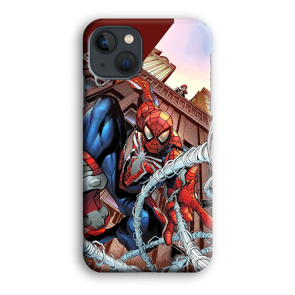 Spiderman Rooftop Photo iPhone 15 Plus Case-Oxvistore