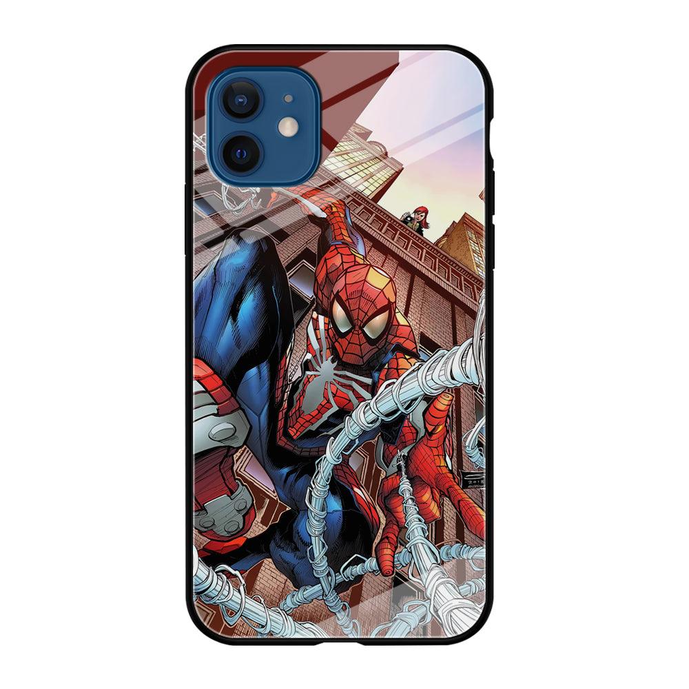 Spiderman Rooftop Photo iPhone 12 Case-Oxvistore