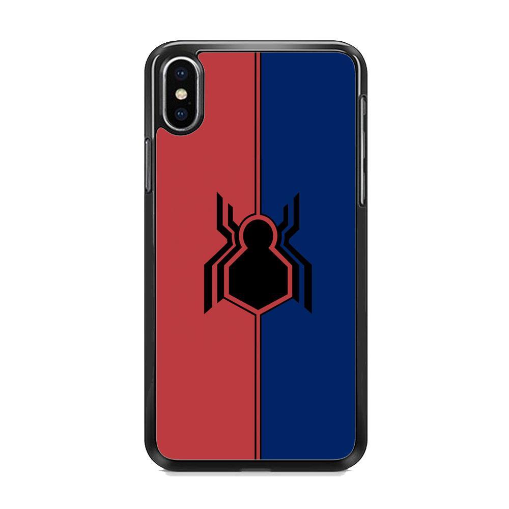 Spiderman Amazing Logo Red And Blue iPhone XS Case-Rubber Black (2D Case)-Oxvistore