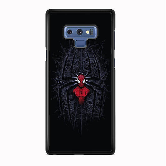 Spiderman Black Logo On The Net Samsung Galaxy Note 9 Case-Rubber Black (2D Case)-Oxvistore