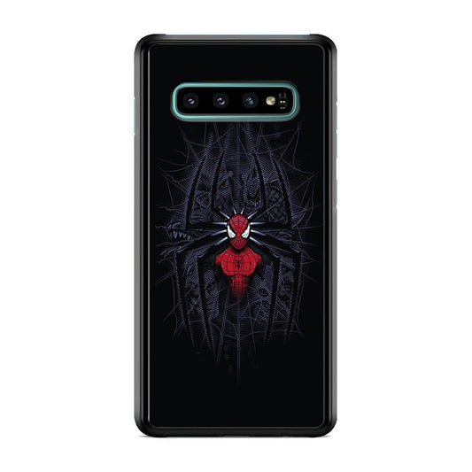 Spiderman Black Logo On The Net Samsung Galaxy S10 Plus Case-Rubber Black (2D Case)-Oxvistore
