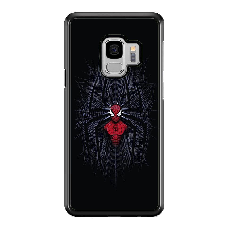 Spiderman Black Logo On The Net Samsung Galaxy S9 Case-Rubber Black (2D Case)-Oxvistore