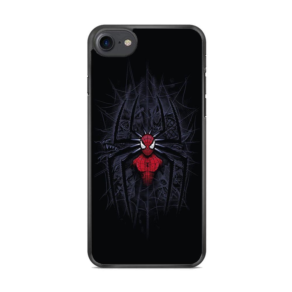Spiderman Black Logo On The Net iPhone 8 Case-Rubber Black (2D Case)-Oxvistore