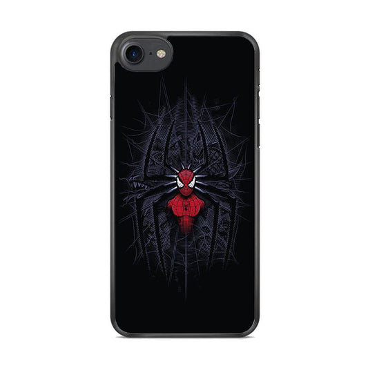 Spiderman Black Logo On The Net iPhone 8 Case-Rubber Black (2D Case)-Oxvistore