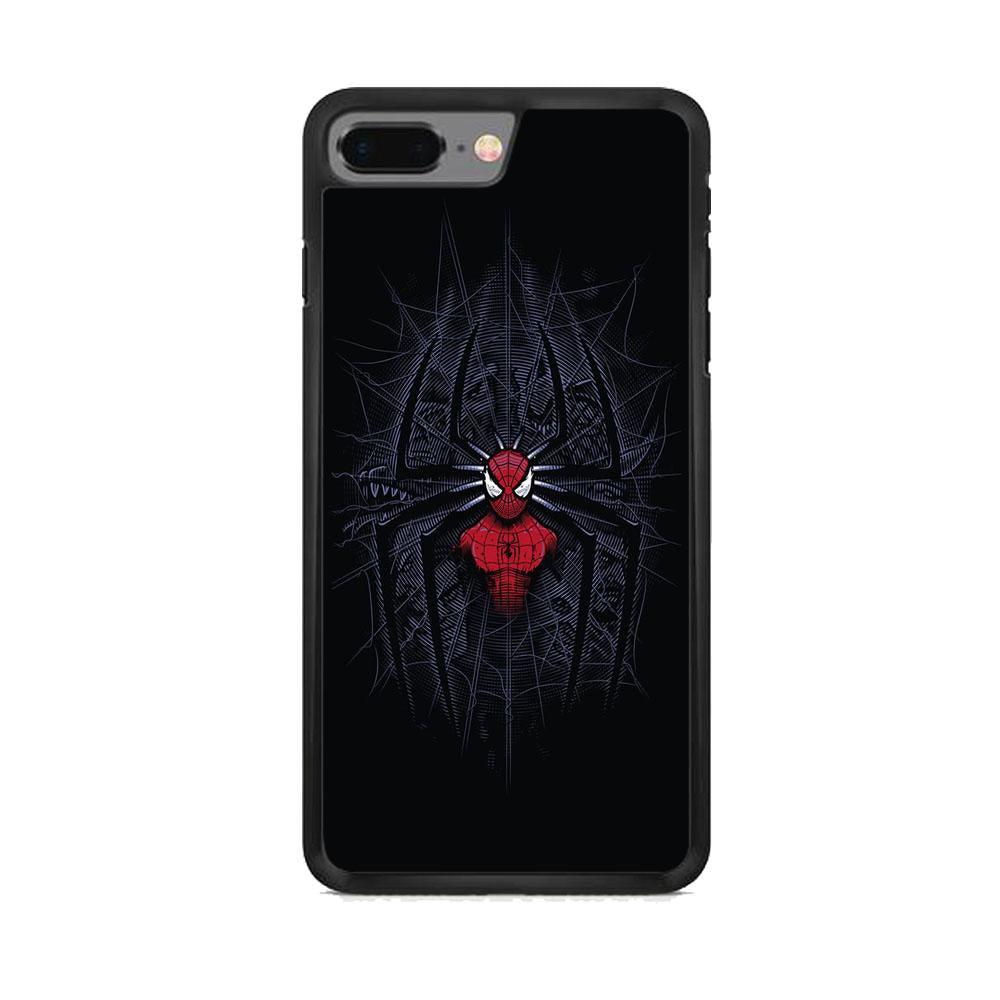 Spiderman Black Logo On The Net iPhone 7 Plus Case-Rubber Black (2D Case)-Oxvistore
