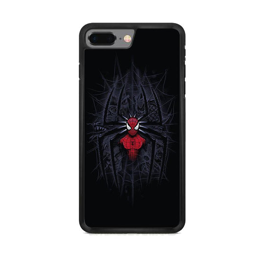 Spiderman Black Logo On The Net iPhone 8 Plus Case-Rubber Black (2D Case)-Oxvistore