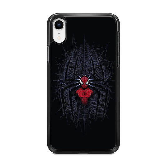 Spiderman Black Logo On The Net iPhone XR Case-Rubber Black (2D Case)-Oxvistore