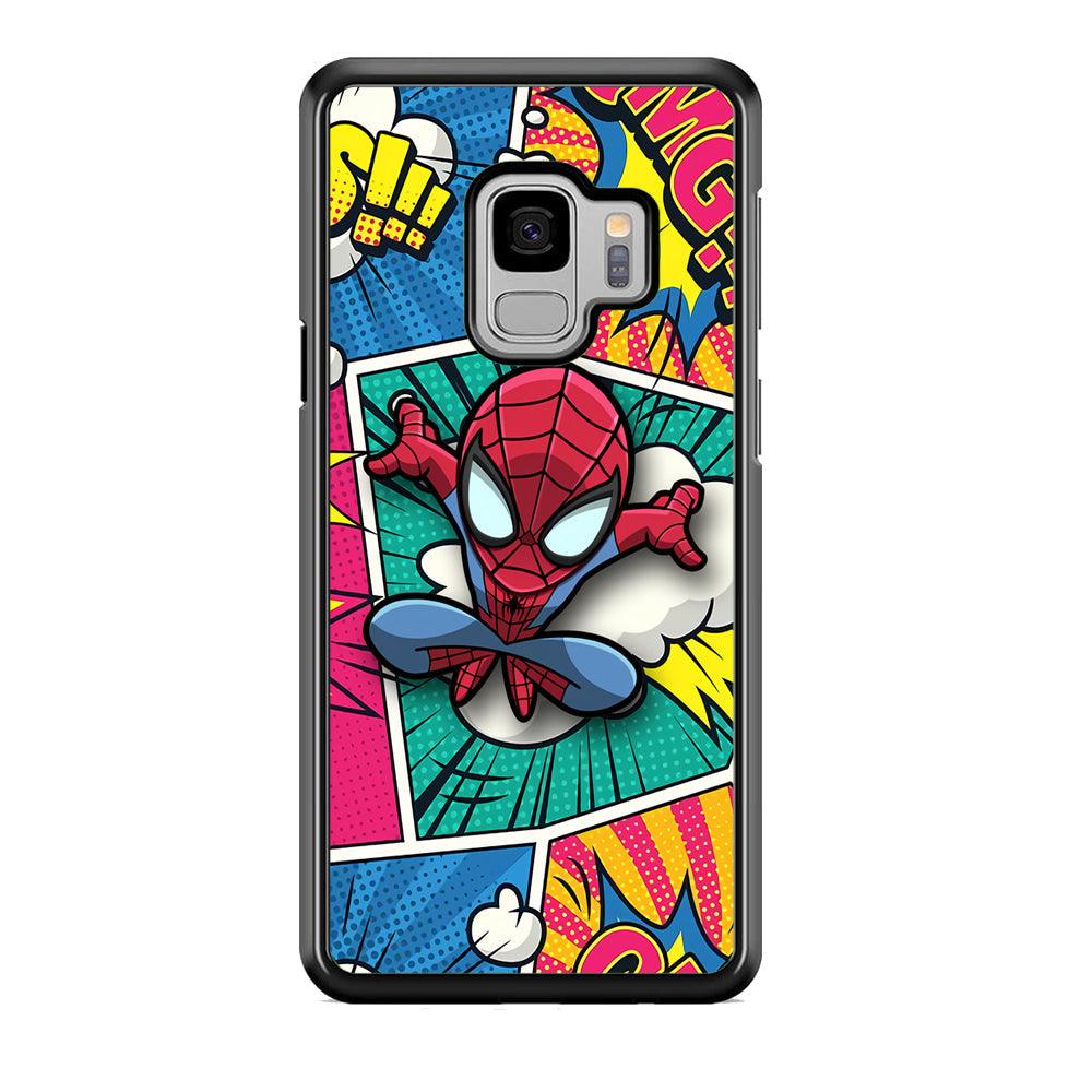 Spiderman Comic Poof Samsung Galaxy S9 Case-Rubber Black (2D Case)-Oxvistore