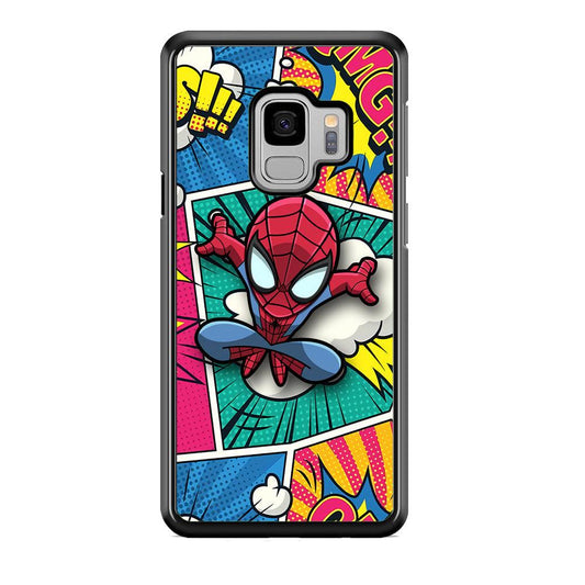 Spiderman Comic Poof Samsung Galaxy S9 Case-Rubber Black (2D Case)-Oxvistore