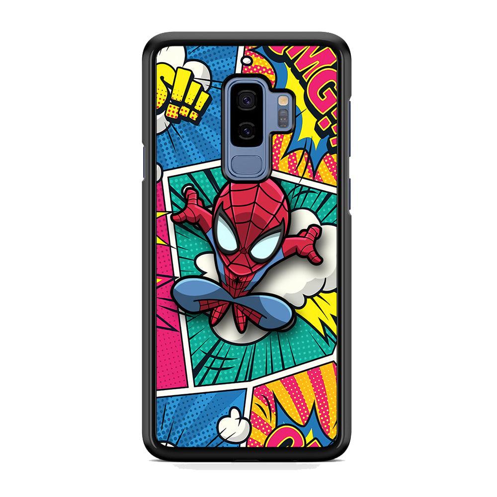 Spiderman Comic Poof Samsung Galaxy S9 Plus Case-Rubber White (2D Case)-Oxvistore