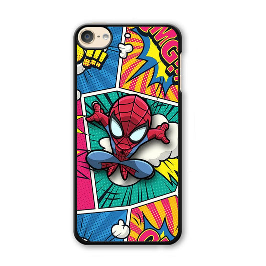 Spiderman Comic Poof iPod Touch 6 Case-Plastic Black (2D Case)-Oxvistore