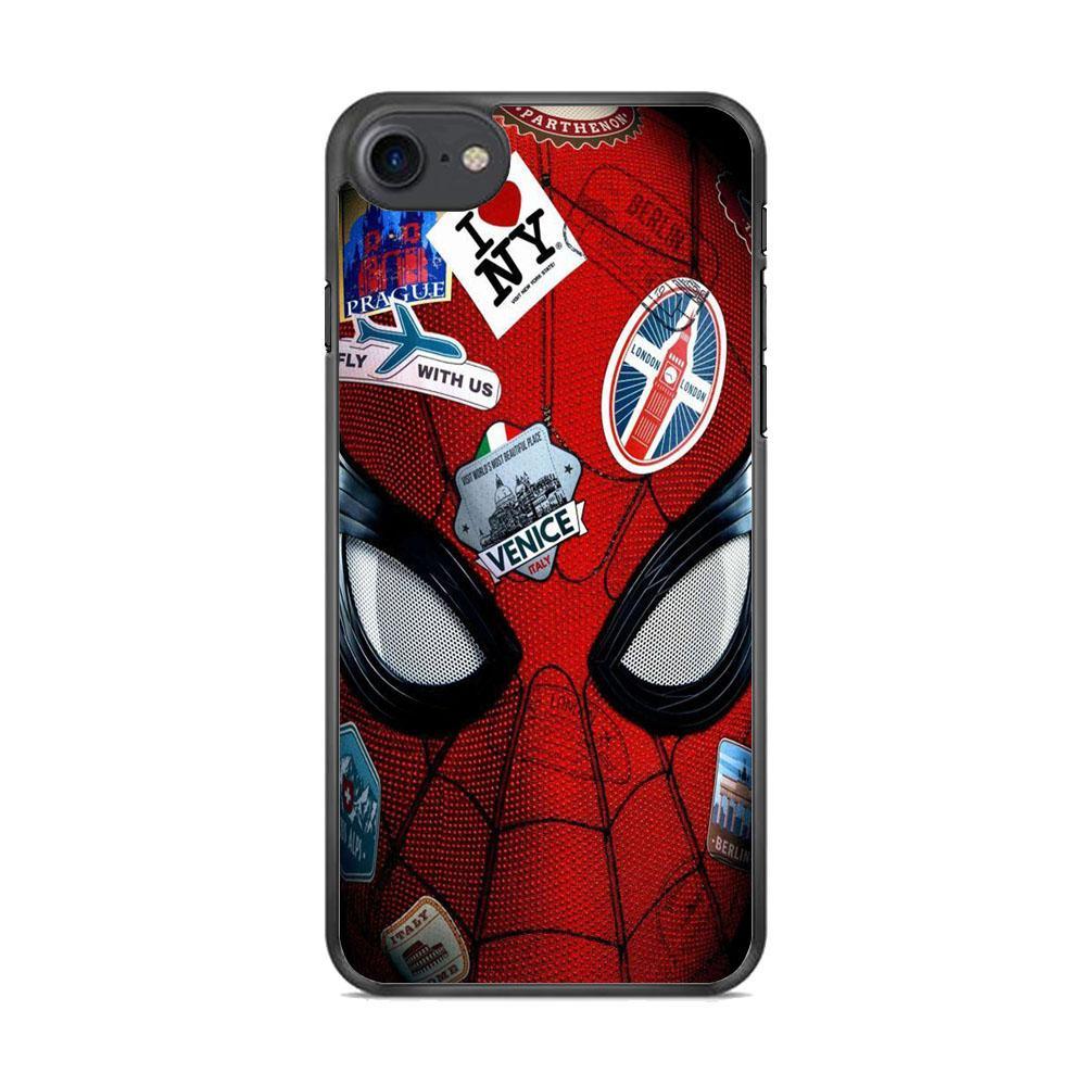 Spiderman Head Full Stickers iPhone 7 Case-Rubber Black (2D Case)-Oxvistore
