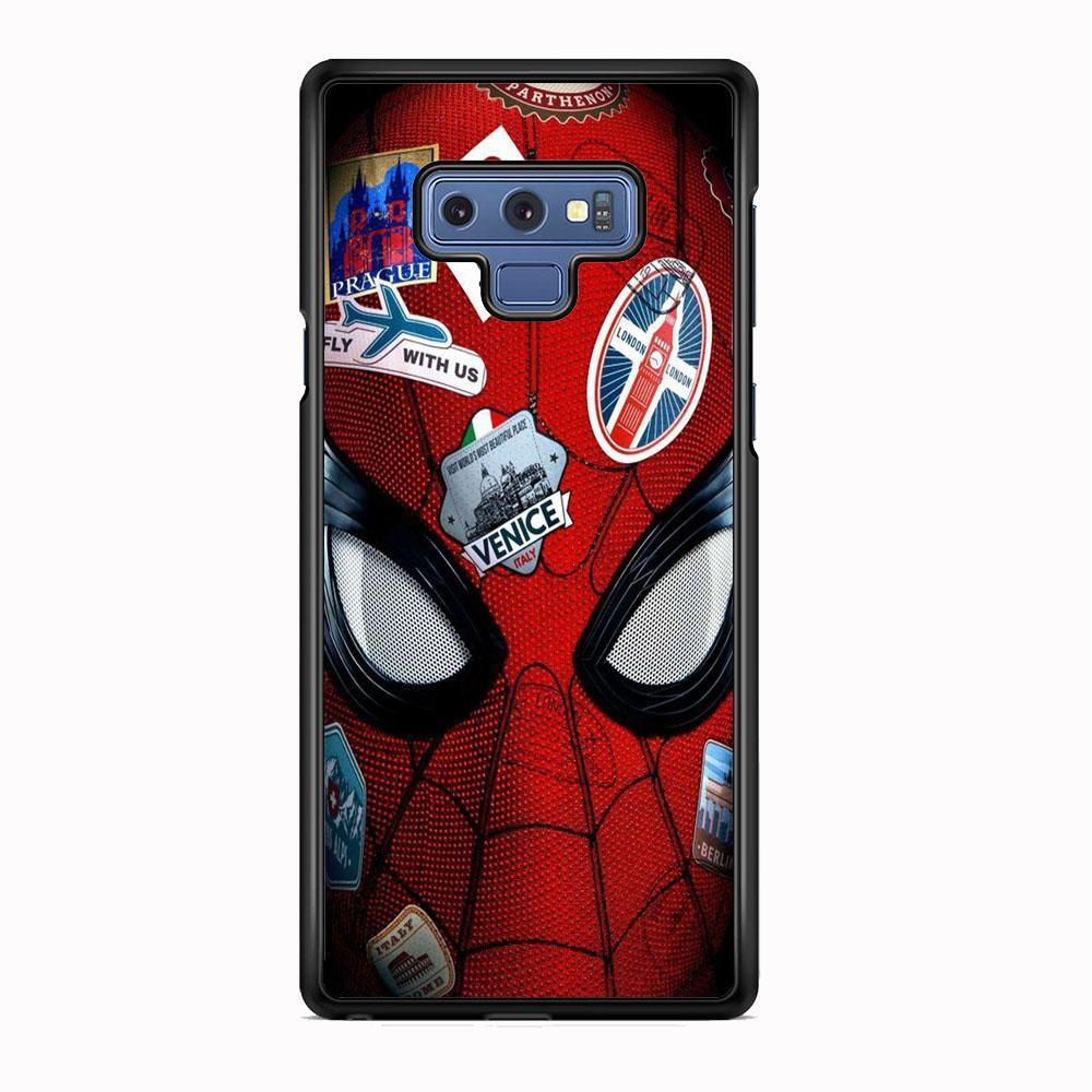 Spiderman Head Full Stickers Samsung Galaxy Note 9 Case-Rubber Black (2D Case)-Oxvistore