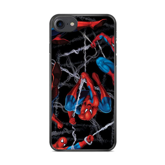 Spiderman Swinging in The Dark iPhone 8 Case-Rubber White (2D Case)-Oxvistore