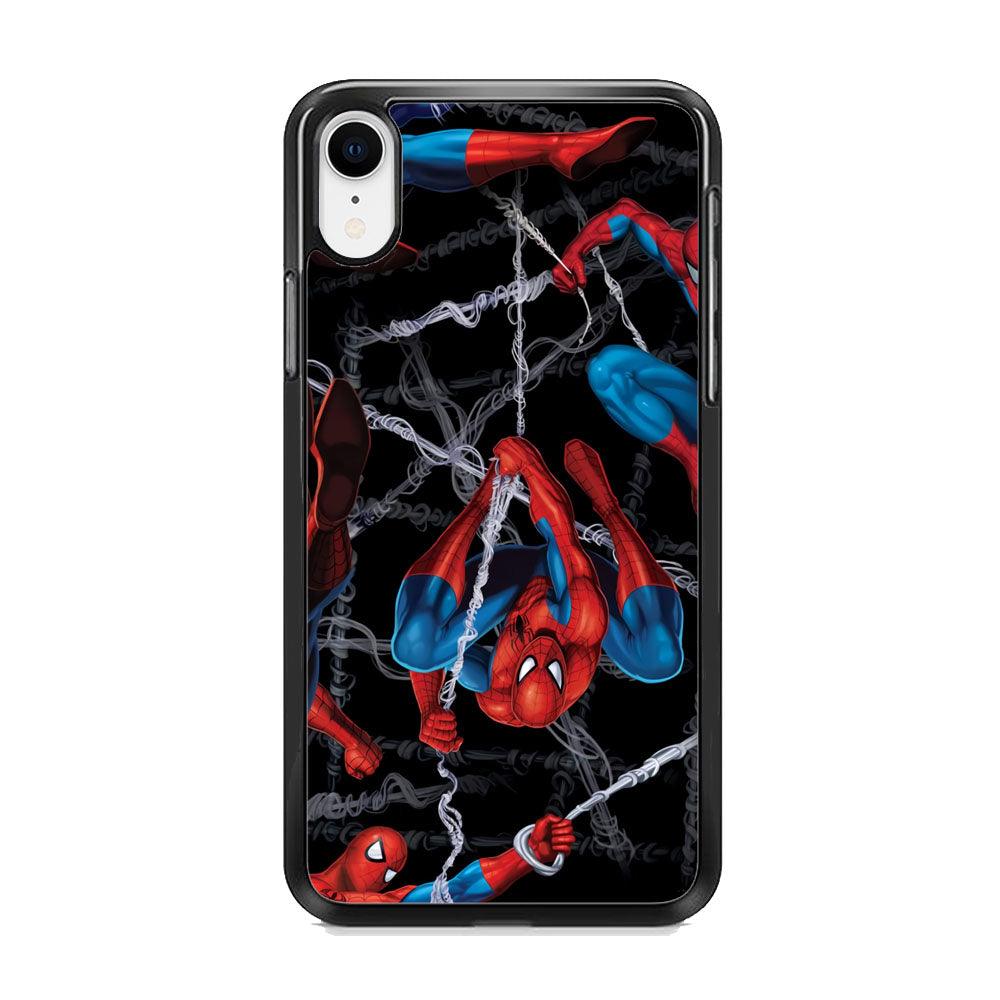 Spiderman Swinging in The Dark iPhone XR Case-Rubber Black (2D Case)-Oxvistore