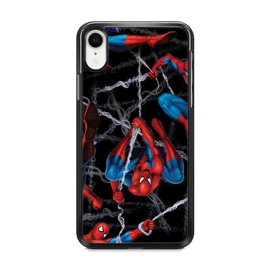 Spiderman Swinging in The Dark iPhone XR Case-Rubber Black (2D Case)-Oxvistore