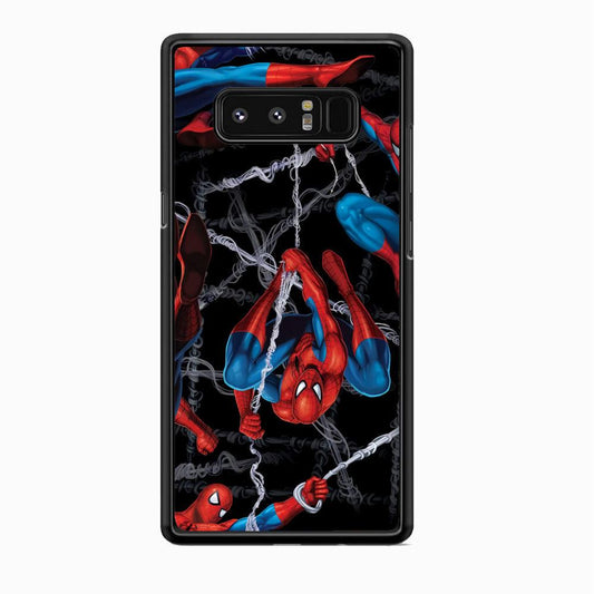 Spiderman Swinging in The Dark Samsung Galaxy Note 8 Case-Rubber Black (2D Case)-Oxvistore
