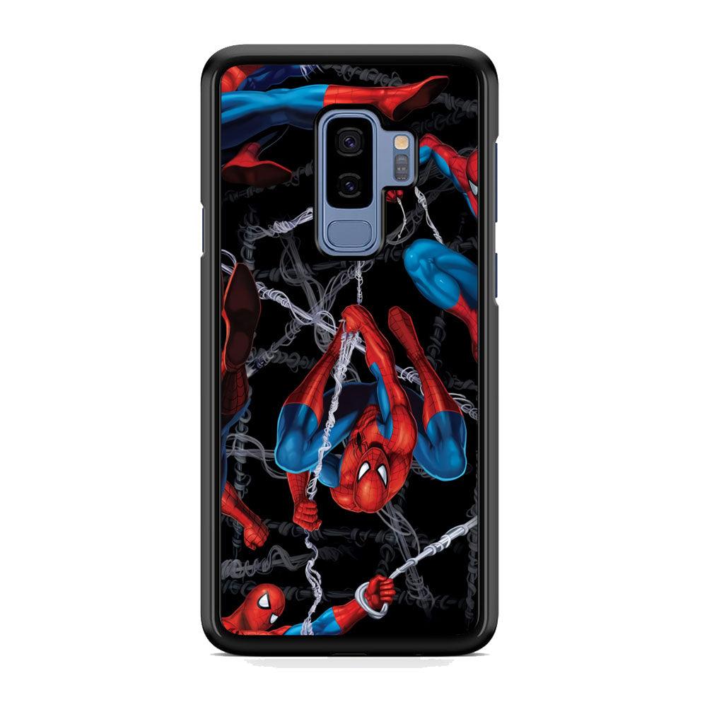 Spiderman Swinging in The Dark Samsung Galaxy S9 Plus Case-Rubber Black (2D Case)-Oxvistore