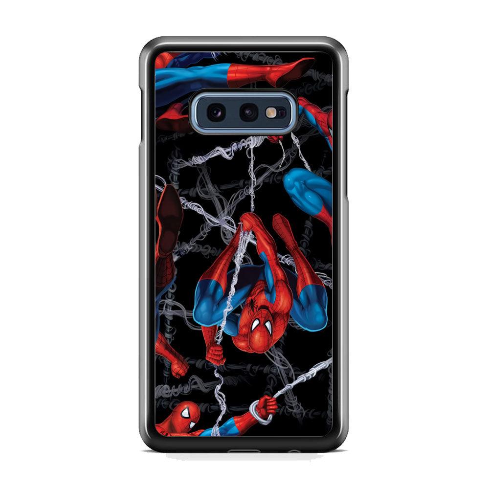 Spiderman Swinging in The Dark Samsung Galaxy S10E Case-Rubber Black (2D Case)-Oxvistore