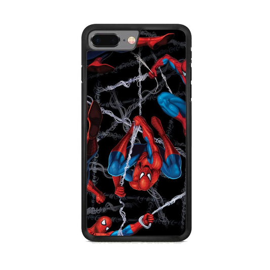 Spiderman Swinging in The Dark iPhone 7 Plus Case-Rubber White (2D Case)-Oxvistore