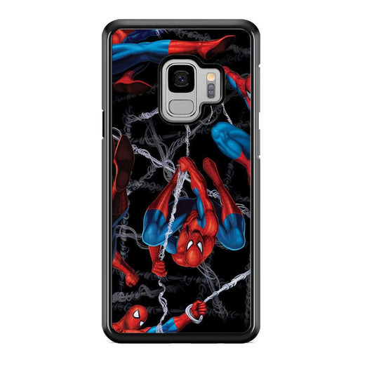 Spiderman Swinging in The Dark Samsung Galaxy S9 Case-Rubber Black (2D Case)-Oxvistore