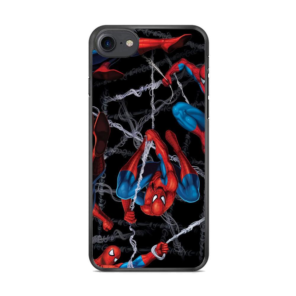 Spiderman Swinging in The Dark iPhone 7 Case-Rubber Black (2D Case)-Oxvistore