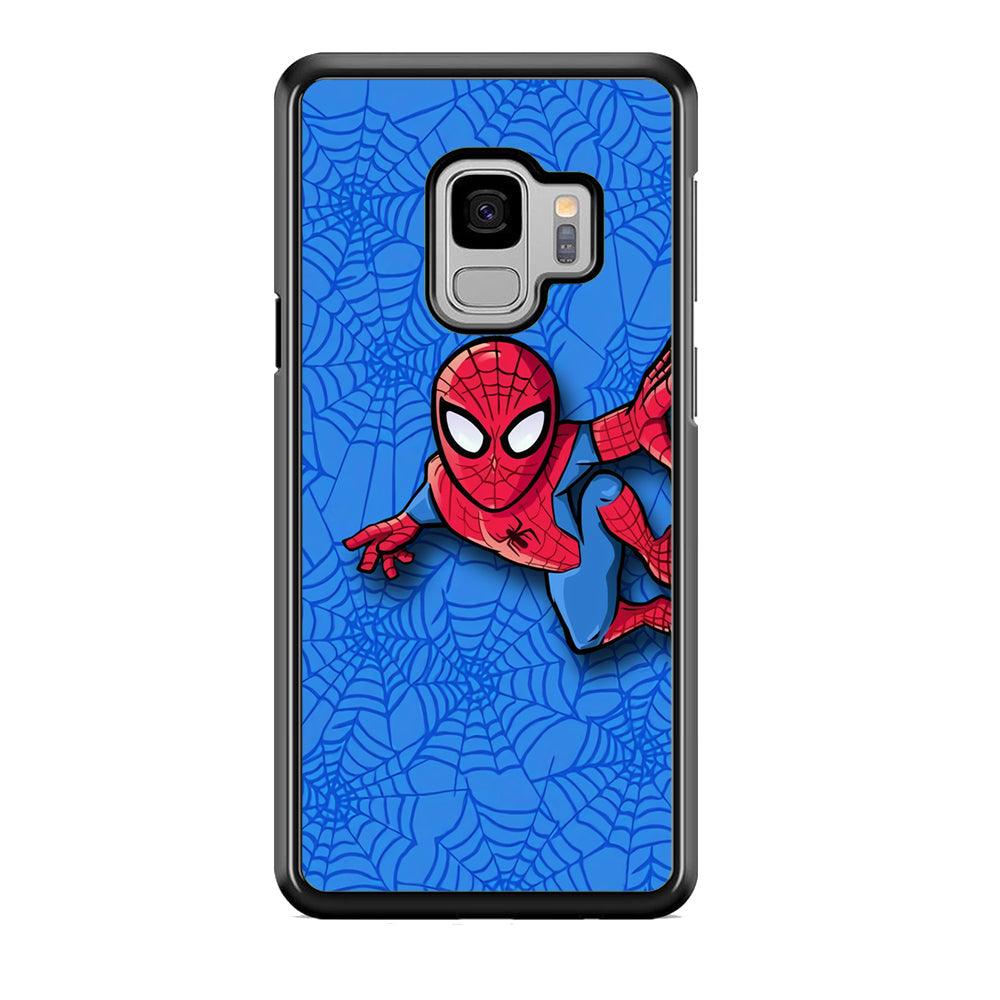 Spiderman Wall Grip Samsung Galaxy S9 Case-Rubber Black (2D Case)-Oxvistore