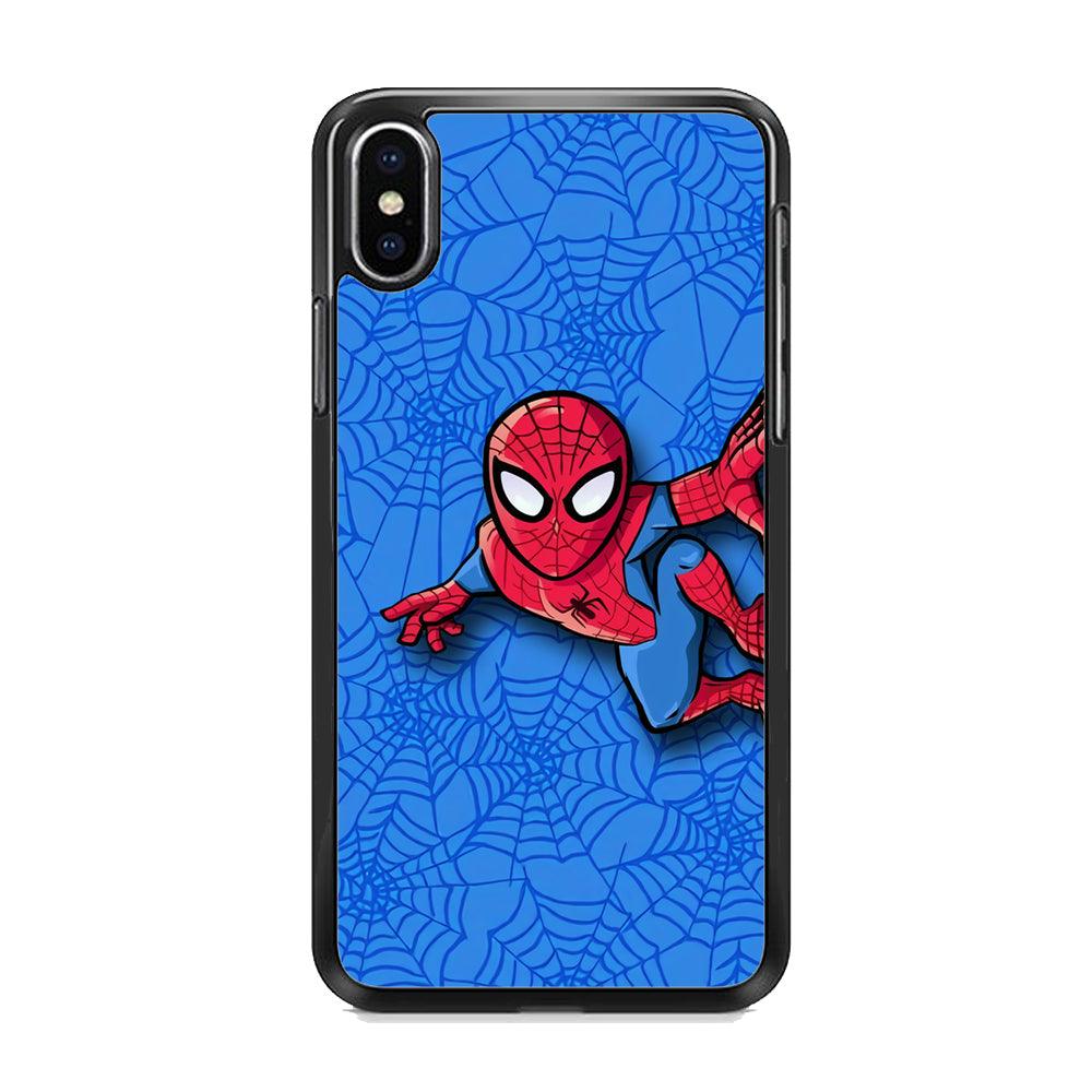 Spiderman Wall Grip iPhone XS MAX Case-Rubber Black (2D Case)-Oxvistore