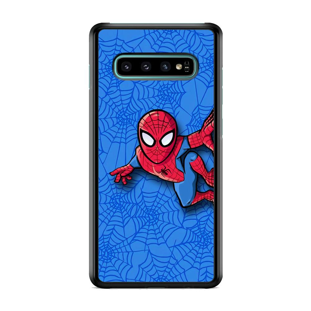 Spiderman Wall Grip Samsung Galaxy S10 Case-Rubber Black (2D Case)-Oxvistore