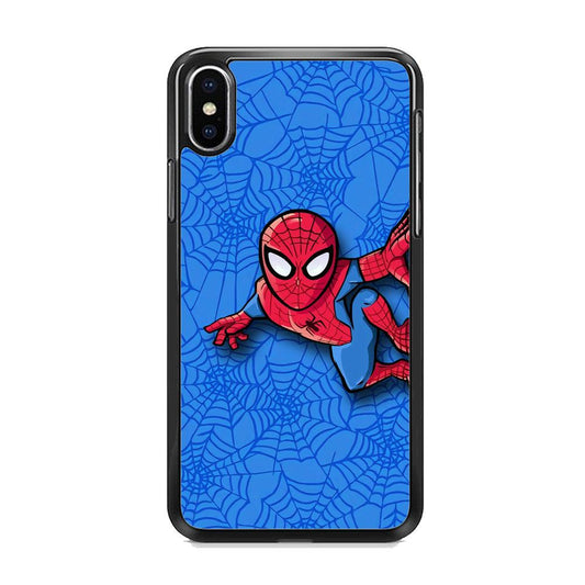 Spiderman Wall Grip iPhone X Case-Rubber Black (2D Case)-Oxvistore
