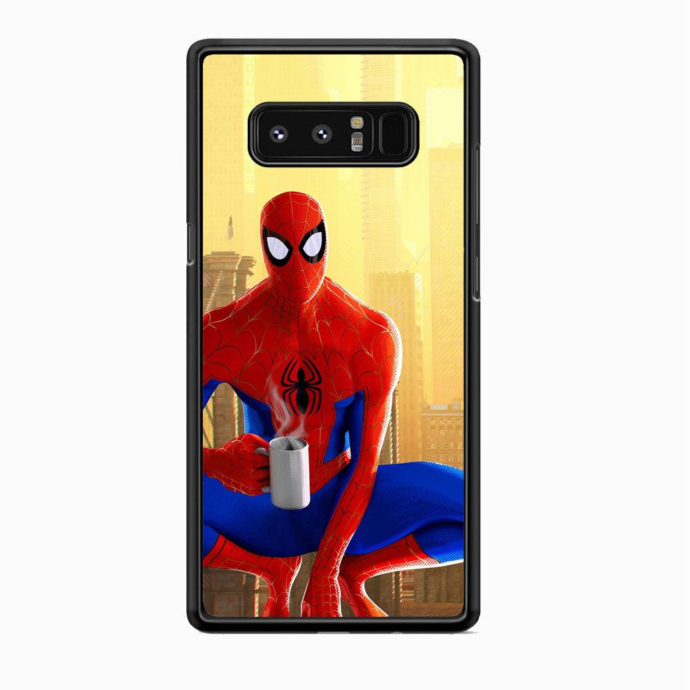 Spiderman and Morning Habbit Samsung Galaxy Note 8 Case-Rubber Black (2D Case)-Oxvistore