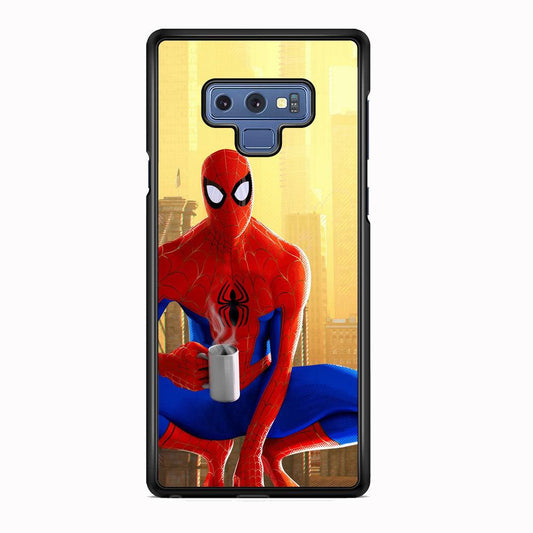 Spiderman and Morning Habbit Samsung Galaxy Note 9 Case-Rubber Black (2D Case)-Oxvistore